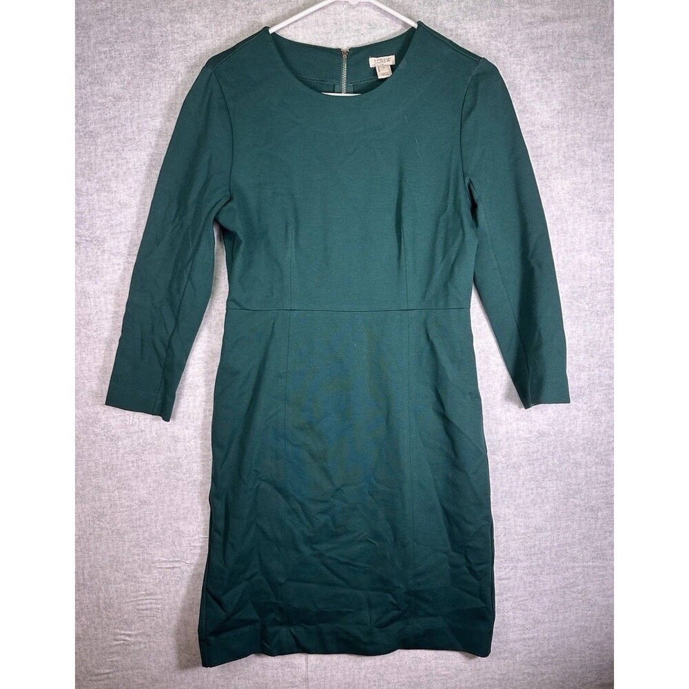 J. Crew Teal/green Ponte Knit Sheath Knee Length Long Sleeve Dress Sz 2